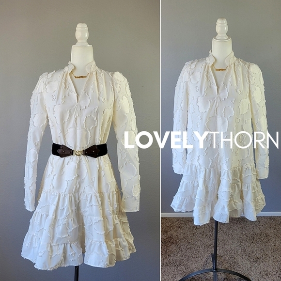 H&M // ltd ed blogger fave jacquard weave puff sleeve flare mini rocky barnes - Picture 5 of 16